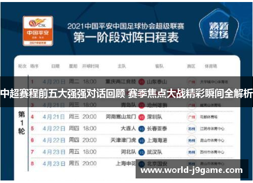 中超赛程前五大强强对话回顾 赛季焦点大战精彩瞬间全解析