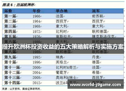 提升欧洲杯投资收益的五大策略解析与实施方案