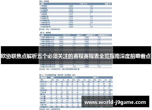 欧协联焦点解析五个必须关注的赛程赛程表全览指南深度前瞻看点